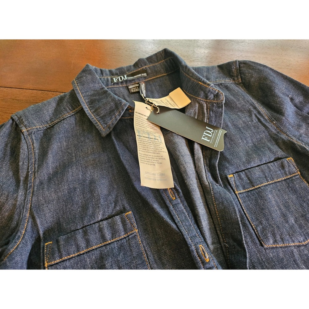FDJ French Dressing Jeans Denim Shirt Dress Women 4 Dark Rinse 7591853